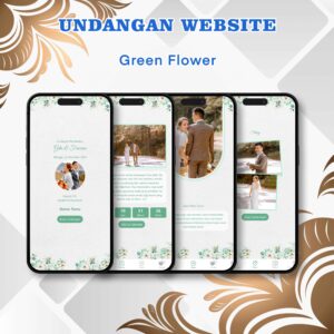 Undangan Website Pernikahan Gold Green Flower